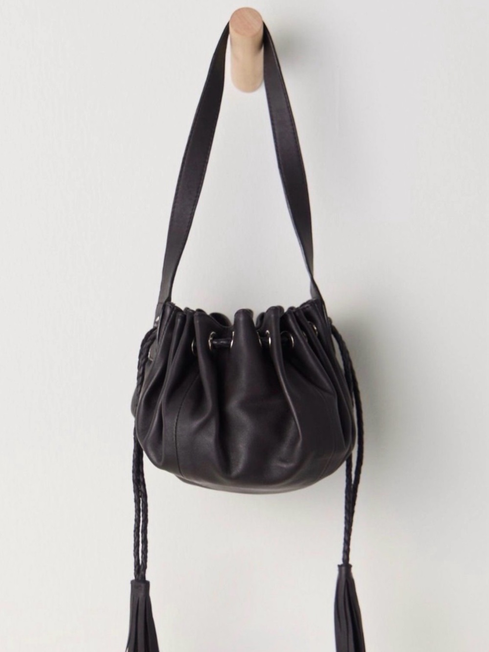 Free People Black piper drawstring pouch Shoulder Bag